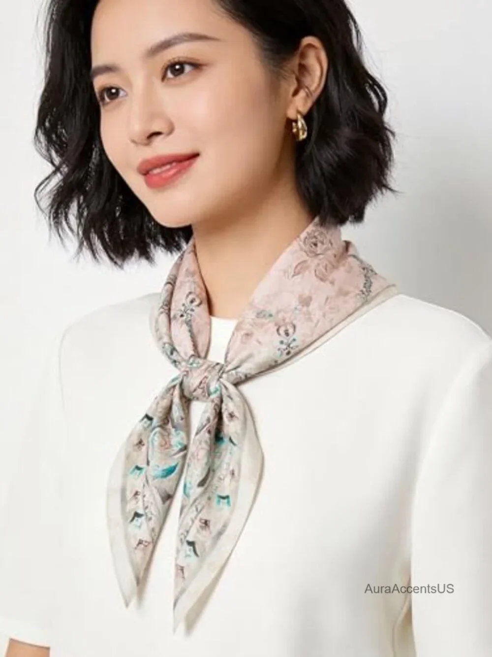 100% Mulberry Silk Square Scarf - Lightweight Hair Scarf & Neckerchief
